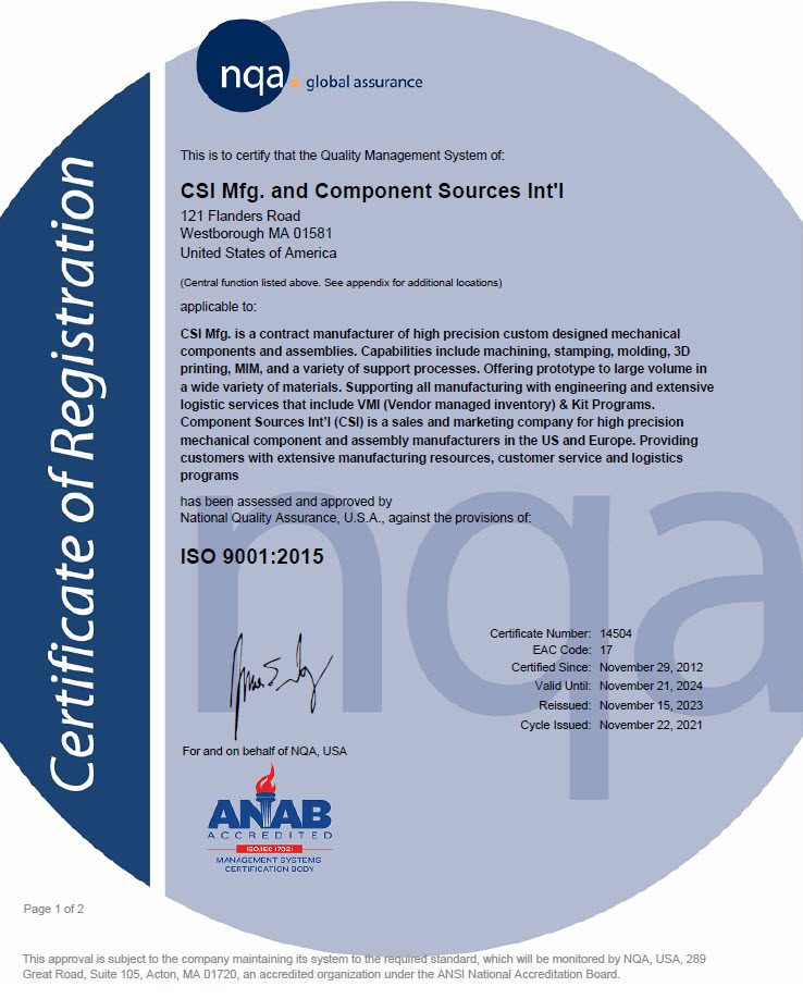 CSI CSM ISO 9001 2015